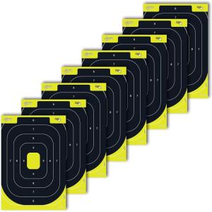 Allen Company EZ Aim Splash® Reactive Paper Shooting Targets, IPSC Silhouette Trainer, 12.5″ W x 18.25″ H, Black/Chartreuse(8-Pack)