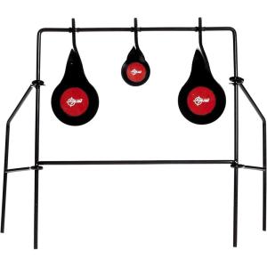 EZ Aim Metallic Triple Spinner Target System, Rimfire .22 Cal. and Air Guns, Shooting Target 12″W x 13″H, Black/Red(Medium – Triple Target Spinner)