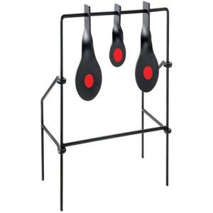 EZ Aim Metallic Triple Spinner Target System, Rimfire .22 Cal. and Air Guns, Shooting Target 12″W x 13″H, Black/Red(Model 2018)