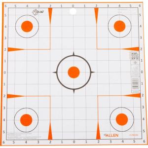 EZ Aim Paper Shooting Targets, 12″ Square Sight-In Grid Targets, 13-Pack, White & Orange – Made in America