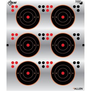 EZ Aim Reflective Adhesive Splash Shooting Target by Allen, Paper Targets – Bullseye, Handgun Trainer, Sight Grid, Human Silhouette, Aiming Dots(Aiming Dots Target  3 inch x 3 inch  6 Dots Per Sheet  6 Sheets Pack)