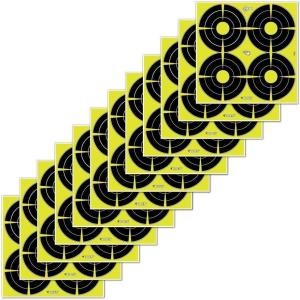 EZ Aim Splash Reactive Paper Shooting Targets, Bullseye, 4 Targets Per Sheet, 12″W x 12″H, 12-Pack, Black/Chartreuse