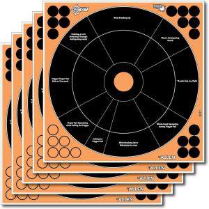 EZ-Aim Adhesive Splash Technology Shooting Targets, Bullseye/Handgun Trainer/Sight-in-Grid/Gun – Rifle – Pistol – Airsoft – BB Gun – Air Rifle(Handgun Trainer Target – 12 inch -5 Pack)