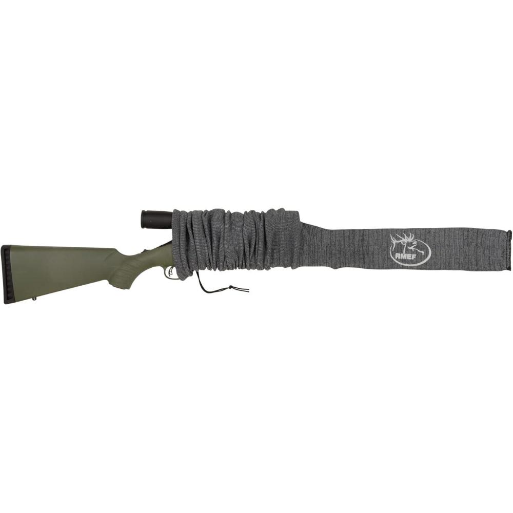image:imageAllen Company Knit Gun Sock for RifleShotguns With or Without Scope  AntiRust and SiliconeTreated for Gun Safe Bag and Case Storage  Drawstring Closure  52 Gray  3 Pack