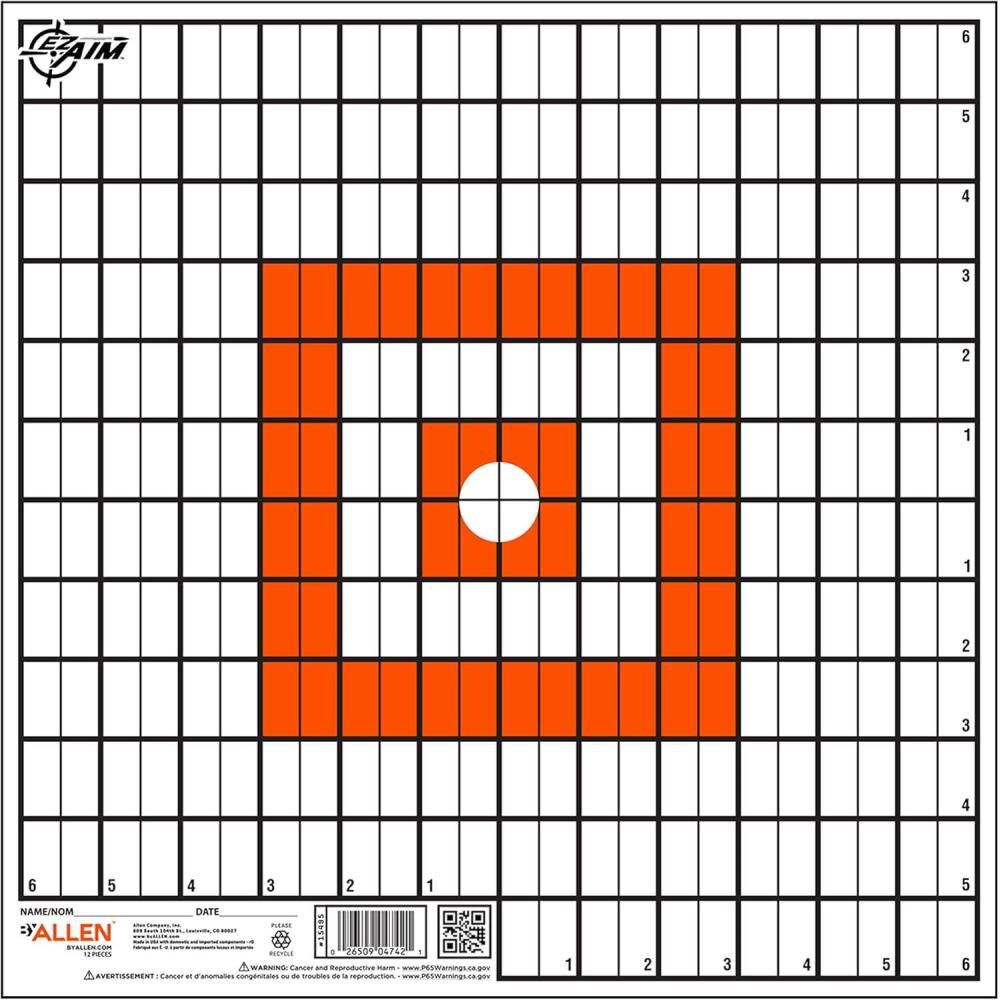 image:imageAllen Company EzAim 12 inch x 12 inch Paper Grid Target 12 Targets per Pack Orange