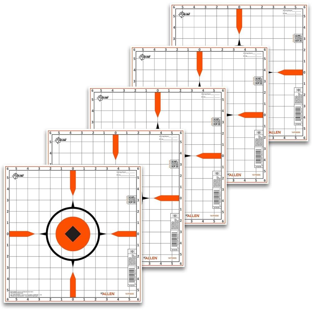 image:imageEZAim Paper Targets for Shooting by Allen Company SightIn Grid Gun Range and Shooting Practice Accessories 23 x 35 10Pack OrangeWhite
